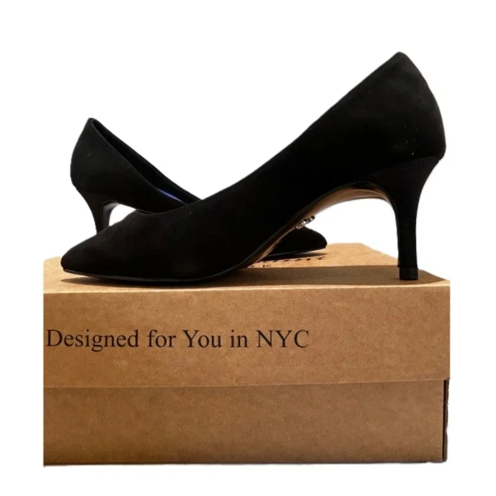 Antonia Saint NY Vicki Heels 60MM Black Ultra Suede, Size‎ 10